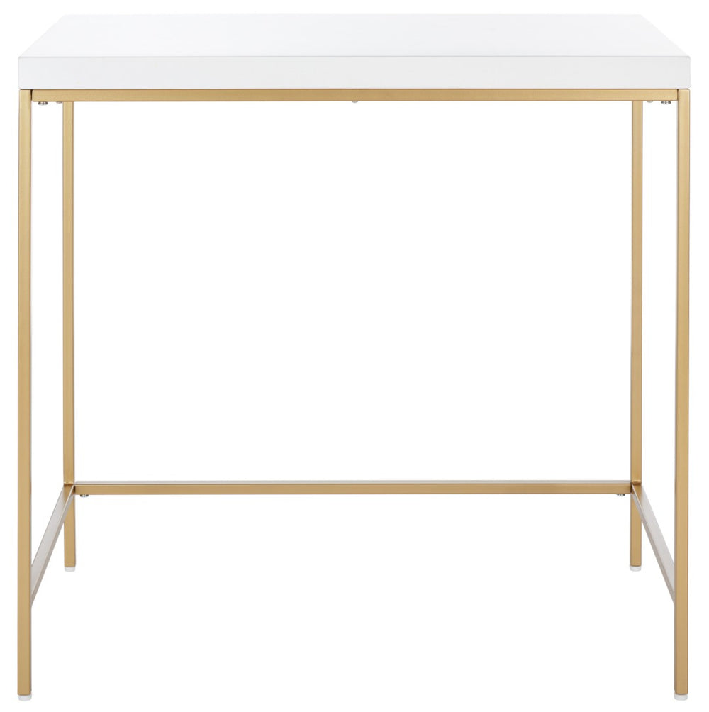Safavieh Cass Desk - Modern Minimalist White & Gold Accent Table For Stylish Home Offices And Workspaces DSK5015A