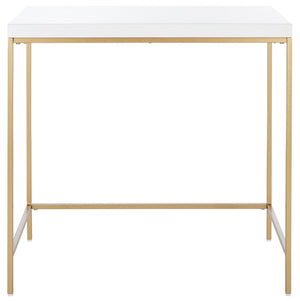 Safavieh Cass Desk - Modern Minimalist White & Gold Accent Table For Stylish Home Offices And Workspaces DSK5015A