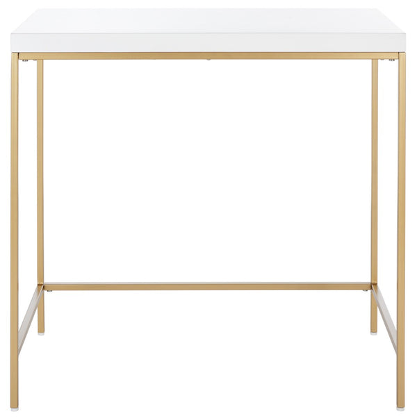 Safavieh Cass Desk - Modern Minimalist White & Gold Accent Table For Stylish Home Offices And Workspaces DSK5015A