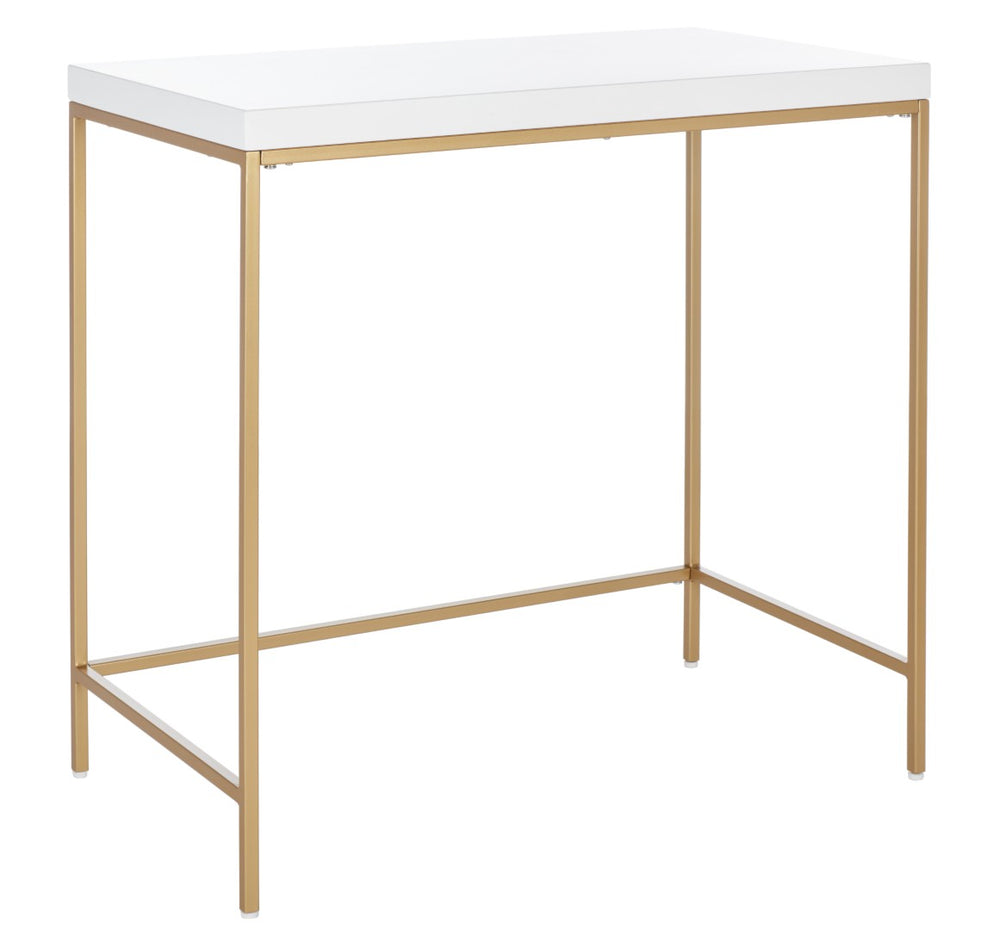 Safavieh Cass Desk - Modern Minimalist White & Gold Accent Table For Stylish Home Offices And Workspaces DSK5015A