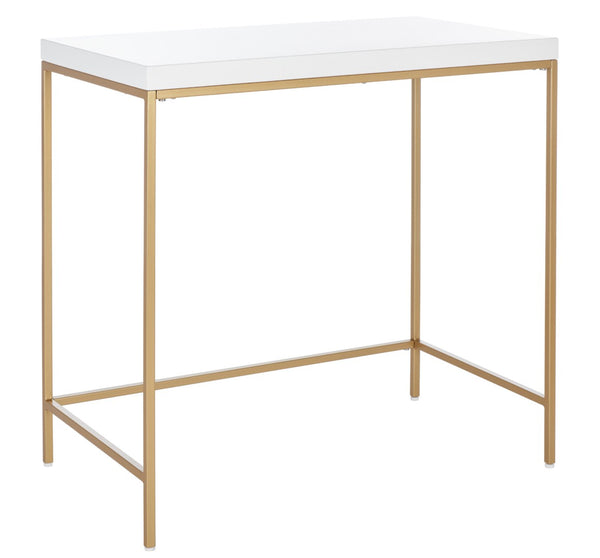 Safavieh Cass Desk - Modern Minimalist White & Gold Accent Table For Stylish Home Offices And Workspaces DSK5015A