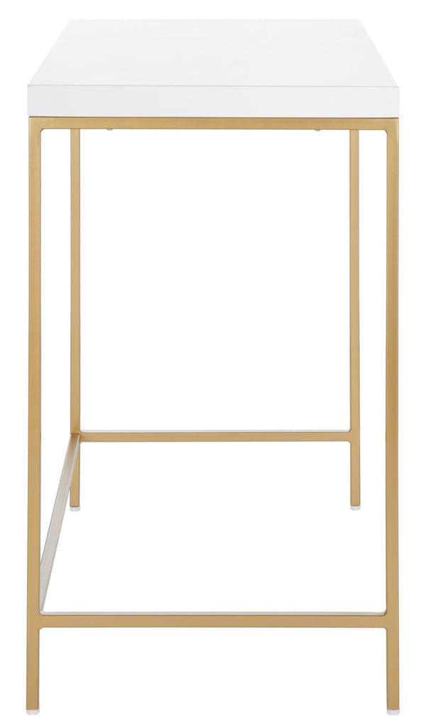 Safavieh Cass Desk - Modern Minimalist White & Gold Accent Table For Stylish Home Offices And Workspaces DSK5015A