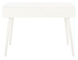 Safavieh Remy Mid-Century Modern Writing Desk With Storage Drawer & Distressed White Finish For Home Office DSK5700A