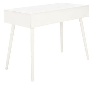 Safavieh Remy Mid-Century Modern Writing Desk With Storage Drawer & Distressed White Finish For Home Office DSK5700A