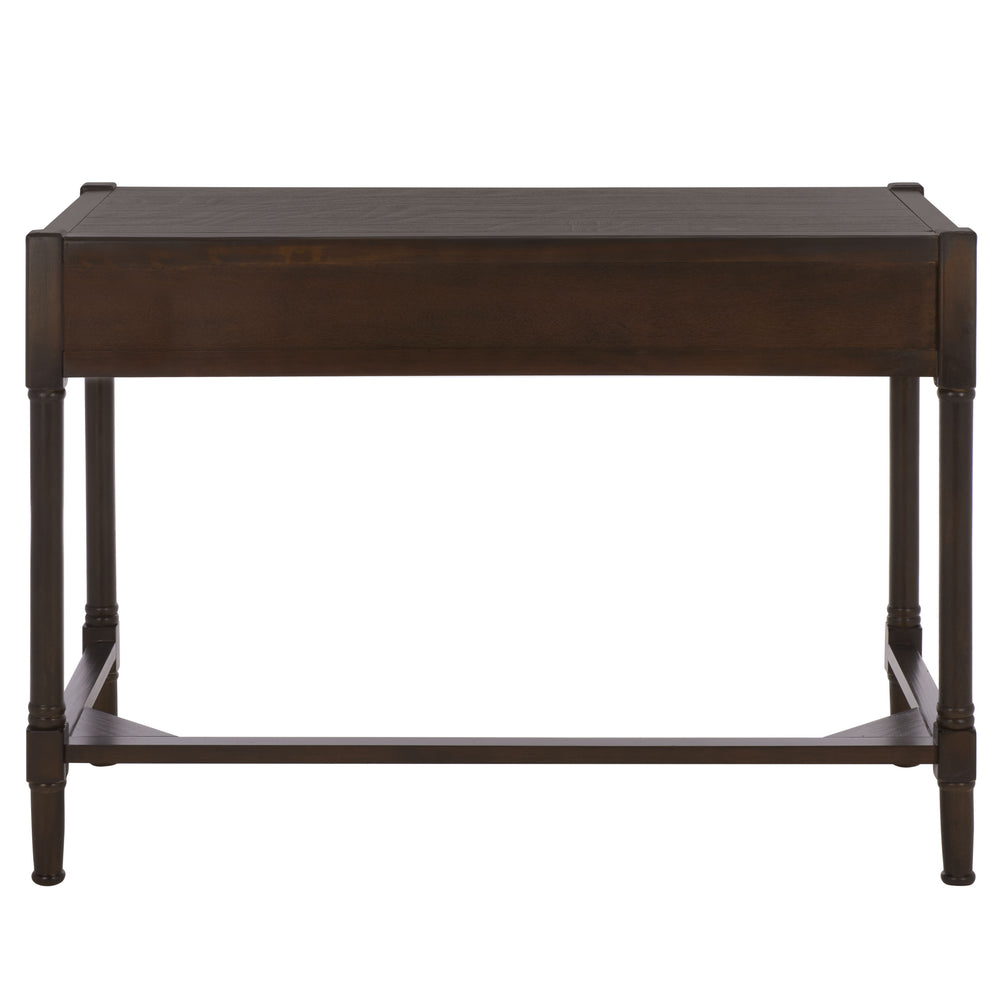 Filbert Writing Desk With Carved Accents And Two Drawers, Space-Saving Open-Frame Desk For Home Office