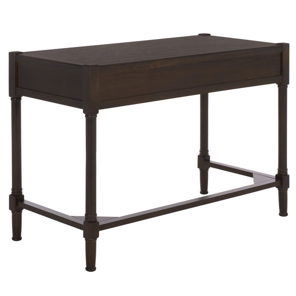 Filbert Writing Desk With Carved Accents And Two Drawers, Space-Saving Open-Frame Desk For Home Office