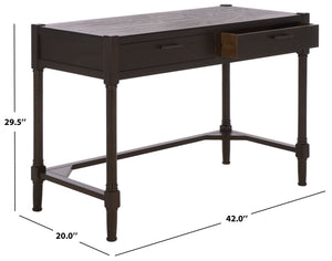 Filbert Writing Desk With Carved Accents And Two Drawers, Space-Saving Open-Frame Desk For Home Office