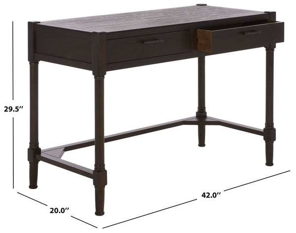 Filbert Writing Desk With Carved Accents And Two Drawers, Space-Saving Open-Frame Desk For Home Office