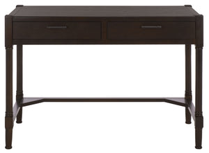 Filbert Writing Desk With Carved Accents And Two Drawers, Space-Saving Open-Frame Desk For Home Office