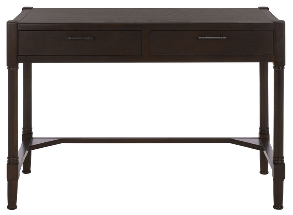 Filbert Writing Desk With Carved Accents And Two Drawers, Space-Saving Open-Frame Desk For Home Office