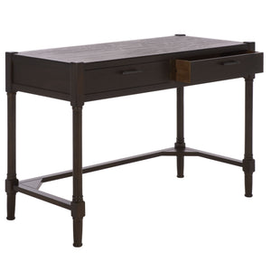 Filbert Writing Desk With Carved Accents And Two Drawers, Space-Saving Open-Frame Desk For Home Office