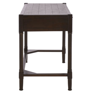 Filbert Writing Desk With Carved Accents And Two Drawers, Space-Saving Open-Frame Desk For Home Office