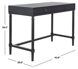 Safavieh Rhyne 2 Drawer Desk - Rustic French Country Style With Sleek Black Finish For Home Office Elegance DSK5702D