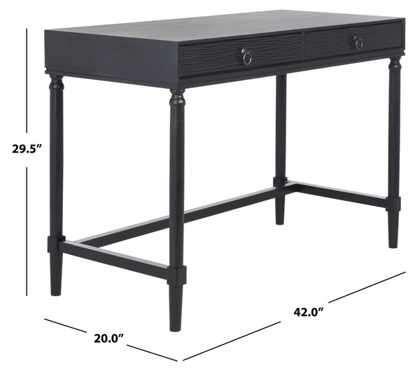 Safavieh Rhyne 2 Drawer Desk - Rustic French Country Style With Sleek Black Finish For Home Office Elegance DSK5702D