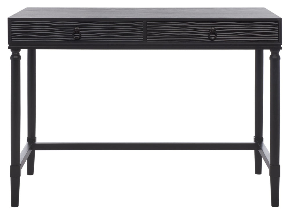 Safavieh Rhyne 2 Drawer Desk - Rustic French Country Style With Sleek Black Finish For Home Office Elegance DSK5702D