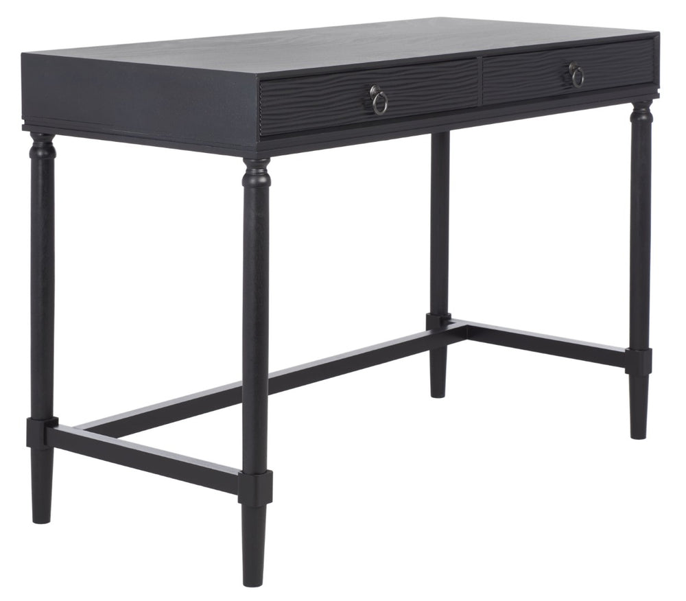 Safavieh Rhyne 2 Drawer Desk - Rustic French Country Style With Sleek Black Finish For Home Office Elegance DSK5702D