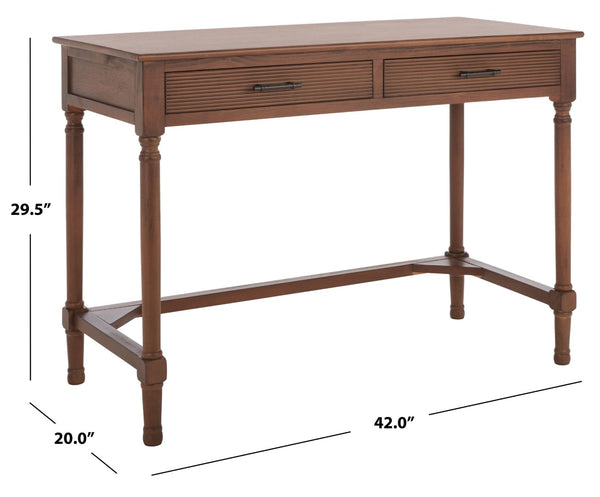 Safavieh Layce Timeless Farmhouse 2-Drawer Desk For Home Office - Stylish Storage & Versatile Functionality Brown DSK5704C