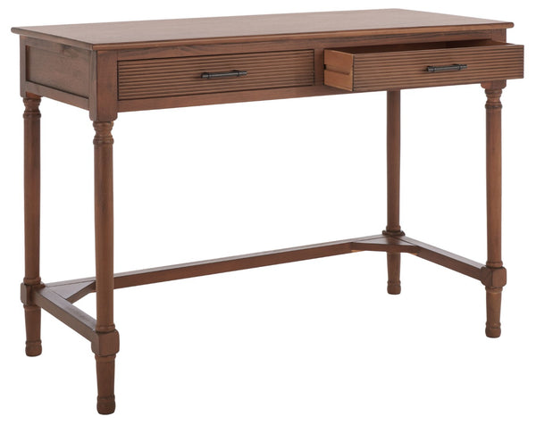 Safavieh Layce Timeless Farmhouse 2-Drawer Desk For Home Office - Stylish Storage & Versatile Functionality Brown DSK5704C
