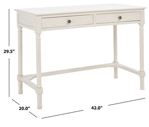 Safavieh Ryleigh 2 Drawer Desk - Timeless Old World Charm Meets Modern Functionality For Your Workspace Distressed White DSK5706A