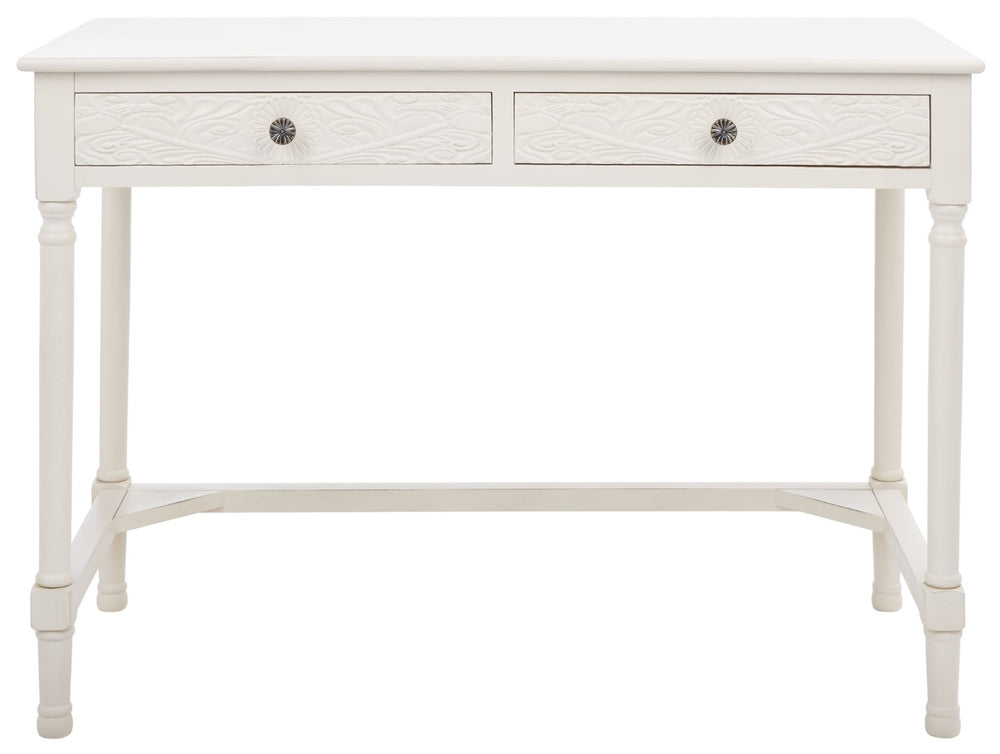 Safavieh Ryleigh 2 Drawer Desk - Timeless Old World Charm Meets Modern Functionality For Your Workspace Distressed White DSK5706A