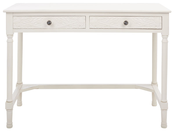 Safavieh Ryleigh 2 Drawer Desk - Timeless Old World Charm Meets Modern Functionality For Your Workspace Distressed White DSK5706A