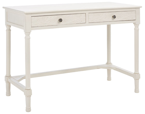 Safavieh Ryleigh 2 Drawer Desk - Timeless Old World Charm Meets Modern Functionality For Your Workspace Distressed White DSK5706A