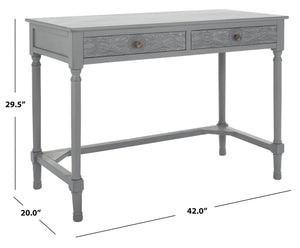 Safavieh Ryleigh 2 Drawer Desk - Timeless Old World Charm Meets Modern Functionality For Your Workspace Distressed Grey DSK5706B