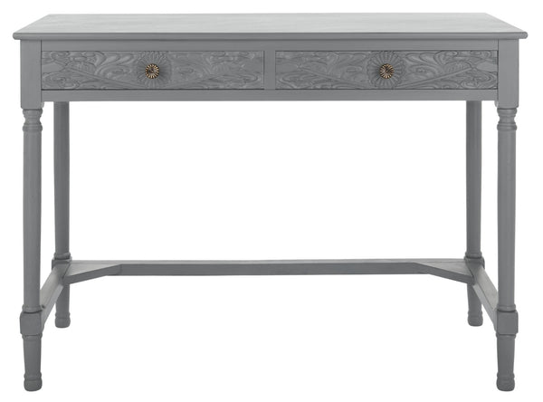 Safavieh Ryleigh 2 Drawer Desk - Timeless Old World Charm Meets Modern Functionality For Your Workspace Distressed Grey DSK5706B