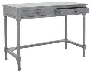 Safavieh Ryleigh 2 Drawer Desk - Timeless Old World Charm Meets Modern Functionality For Your Workspace Distressed Grey DSK5706B