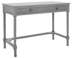 Safavieh Ryleigh 2 Drawer Desk - Timeless Old World Charm Meets Modern Functionality For Your Workspace Distressed Grey DSK5706B