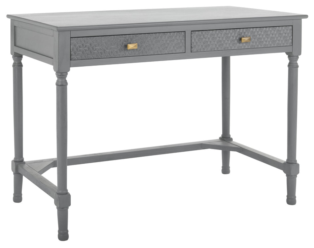 Safavieh Brina 2 Drawer Desk - Distressed Grey Finish With Timeless Design, Perfect For Home Office & Storage DSK5707B