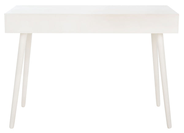 Safavieh O'Dwyer 2 Drawer Desk - Retro-Inspired Workspace With Stiletto Legs & Ample Storage For Home Office Distressed White DSK5708A