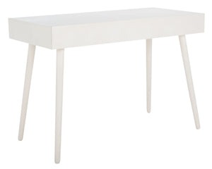 Safavieh O'Dwyer 2 Drawer Desk - Retro-Inspired Workspace With Stiletto Legs & Ample Storage For Home Office Distressed White DSK5708A