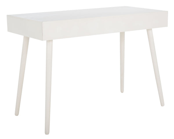 Safavieh O'Dwyer 2 Drawer Desk - Retro-Inspired Workspace With Stiletto Legs & Ample Storage For Home Office Distressed White DSK5708A