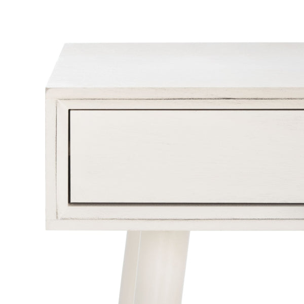 Safavieh O'Dwyer 2 Drawer Desk - Retro-Inspired Workspace With Stiletto Legs & Ample Storage For Home Office Distressed White DSK5708A