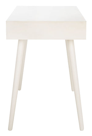 Safavieh O'Dwyer 2 Drawer Desk - Retro-Inspired Workspace With Stiletto Legs & Ample Storage For Home Office Distressed White DSK5708A