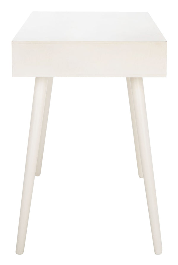 Safavieh O'Dwyer 2 Drawer Desk - Retro-Inspired Workspace With Stiletto Legs & Ample Storage For Home Office Distressed White DSK5708A