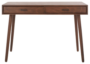 Safavieh O'Dwyer 2 Drawer Desk - Retro-Inspired Workspace With Stiletto Legs & Ample Storage For Home Office Brown DSK5708C