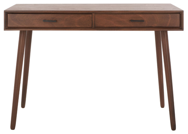 Safavieh O'Dwyer 2 Drawer Desk - Retro-Inspired Workspace With Stiletto Legs & Ample Storage For Home Office Brown DSK5708C