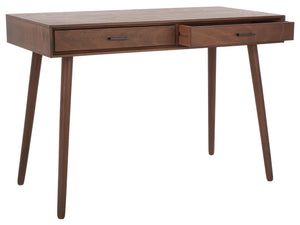 Safavieh O'Dwyer 2 Drawer Desk - Retro-Inspired Workspace With Stiletto Legs & Ample Storage For Home Office Brown DSK5708C