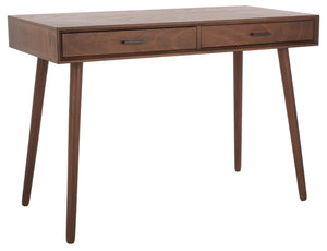Safavieh O'Dwyer 2 Drawer Desk - Retro-Inspired Workspace With Stiletto Legs & Ample Storage For Home Office Brown DSK5708C