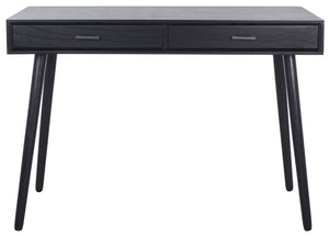 Safavieh O'Dwyer 2 Drawer Desk - Retro-Inspired Workspace With Stiletto Legs & Ample Storage For Home Office Black DSK5708D