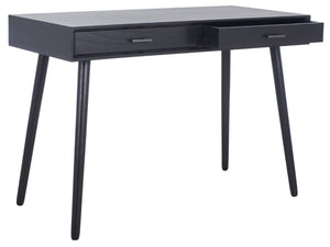 Safavieh O'Dwyer 2 Drawer Desk - Retro-Inspired Workspace With Stiletto Legs & Ample Storage For Home Office Black DSK5708D