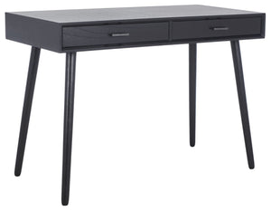 Safavieh O'Dwyer 2 Drawer Desk - Retro-Inspired Workspace With Stiletto Legs & Ample Storage For Home Office Black DSK5708D