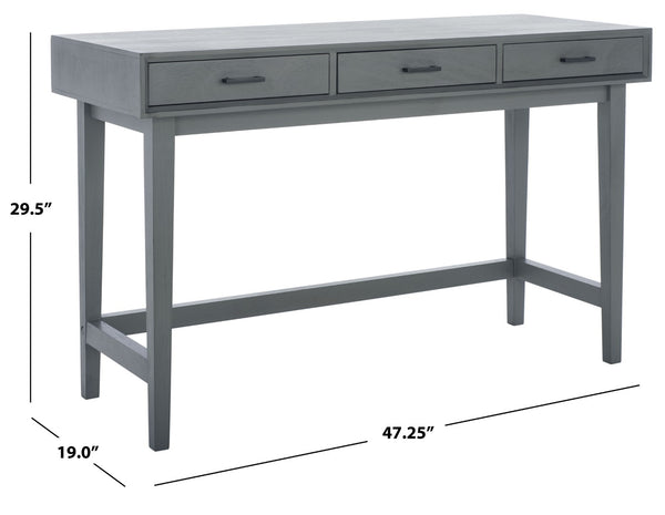 Safavieh Hawthorn 3 Drawer Desk - Mid-Century Modern Workspace With Stylish Storage For Productivity Boost Distressed Grey DSK5709B