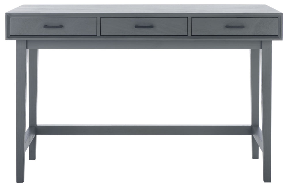 Safavieh Hawthorn 3 Drawer Desk - Mid-Century Modern Workspace With Stylish Storage For Productivity Boost Distressed Grey DSK5709B