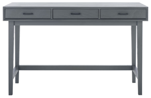 Safavieh Hawthorn 3 Drawer Desk - Mid-Century Modern Workspace With Stylish Storage For Productivity Boost Distressed Grey DSK5709B