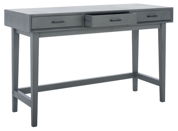 Safavieh Hawthorn 3 Drawer Desk - Mid-Century Modern Workspace With Stylish Storage For Productivity Boost Distressed Grey DSK5709B