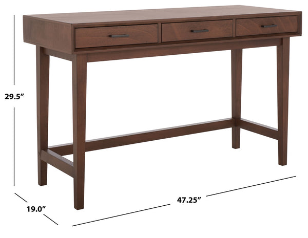 Safavieh Hawthorn 3 Drawer Desk - Mid-Century Modern Workspace With Stylish Storage For Productivity Boost Brown DSK5709C