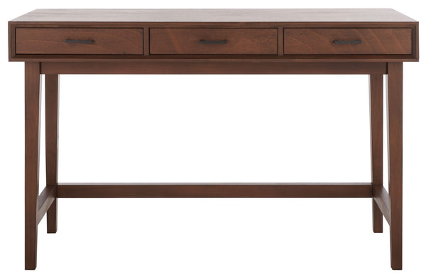 Safavieh Hawthorn 3 Drawer Desk - Mid-Century Modern Workspace With Stylish Storage For Productivity Boost Brown DSK5709C